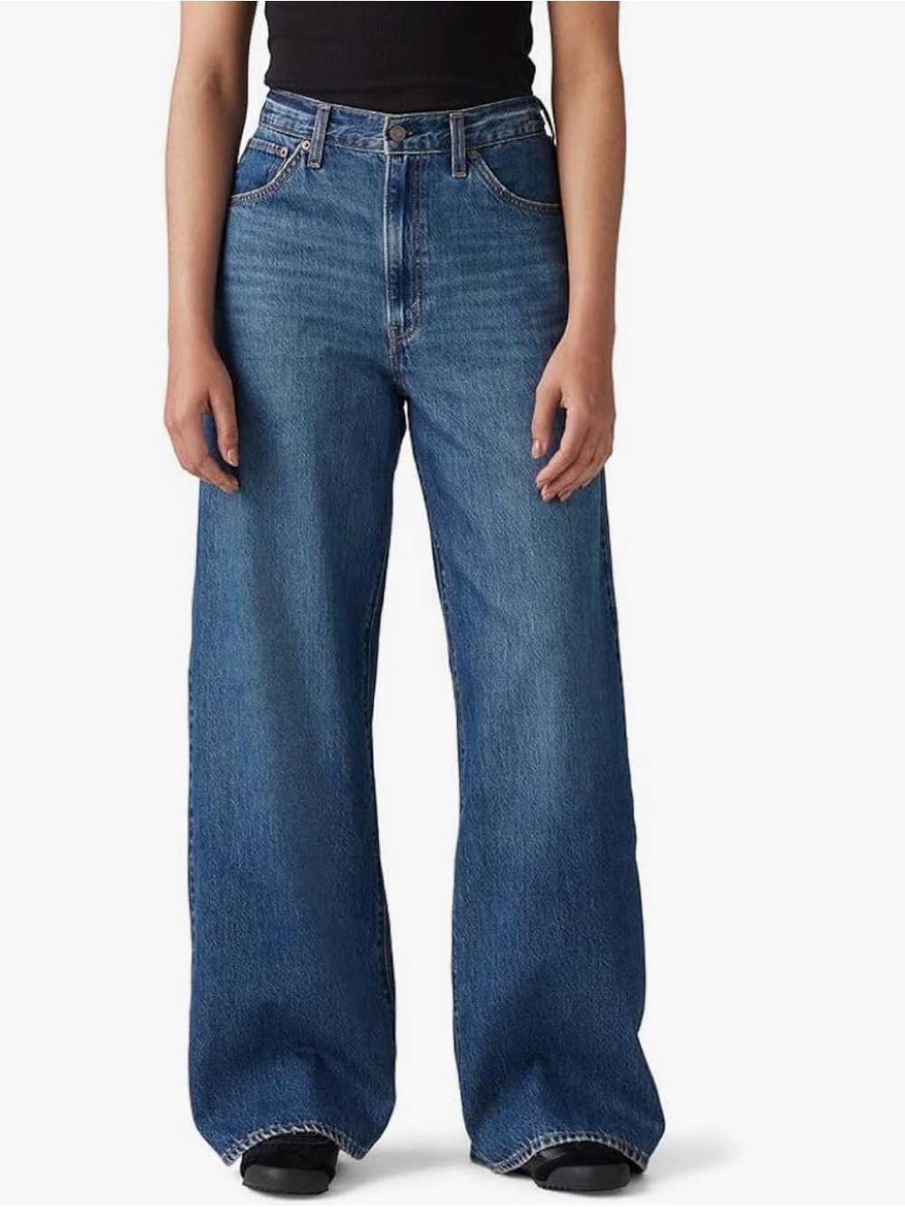 Levi's Wide-Leg High-Rise Cinch Jeans in Blue Wash